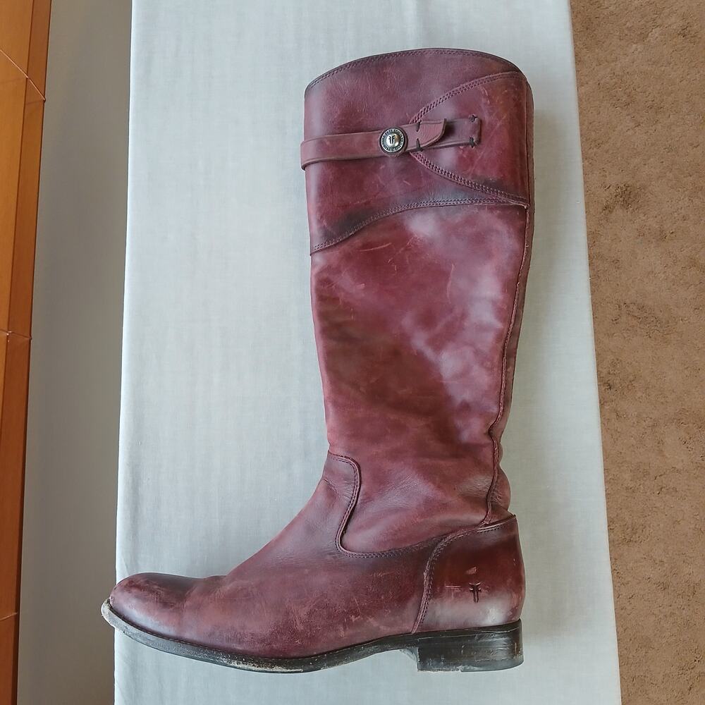 SINGLE LEFT FOOT ONLY Frye Molly Button Tall Boot 10B brown leather zip 1" heel